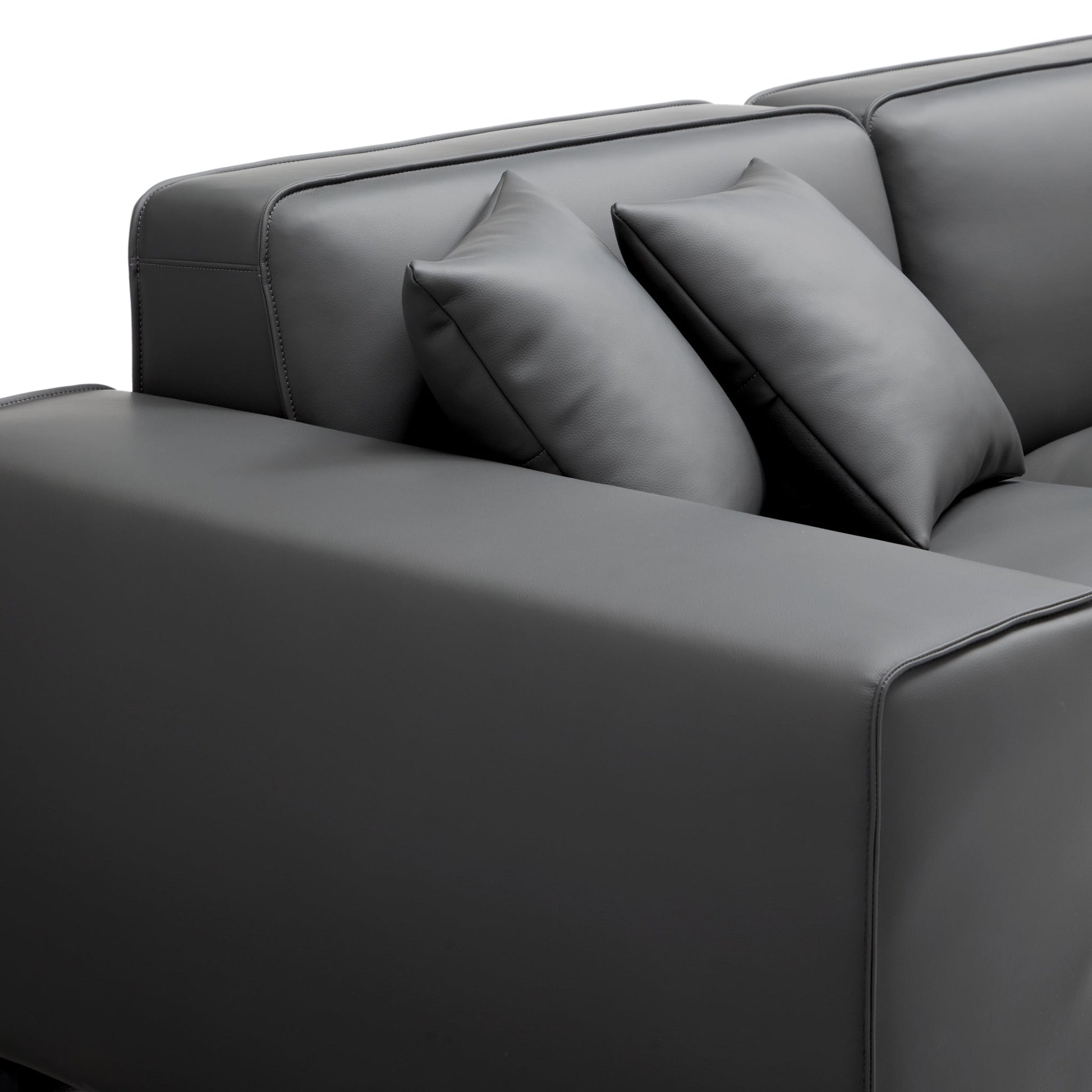 Domus Modular Dark Gray Leather Sofa and Ottoman-Dark Gray