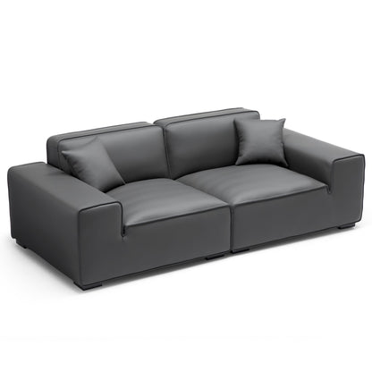 Domus Modular Dark Gray Leather Sofa-Dark Gray-94.5"