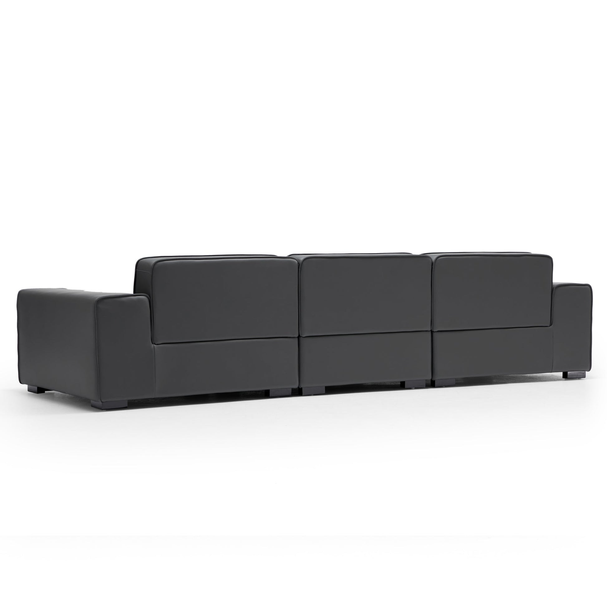 Domus Modular Dark Gray Leather Sofa-Dark Gray-129.9"