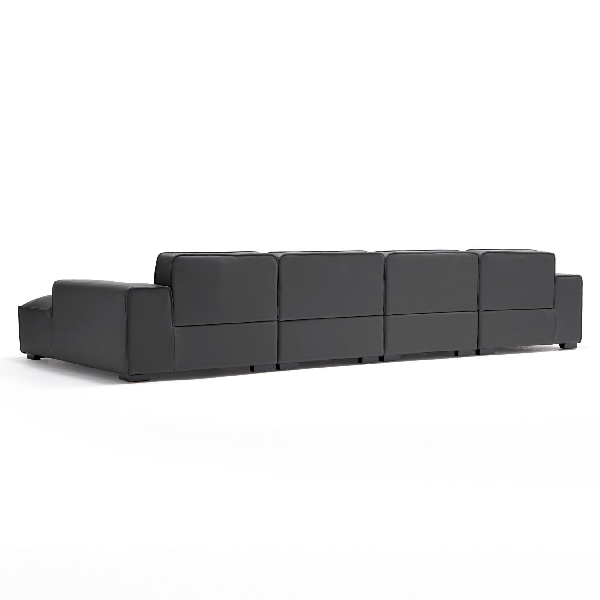 Domus Modular Brown Leather Double Chaise Sectional-Dark Gray-157.5″