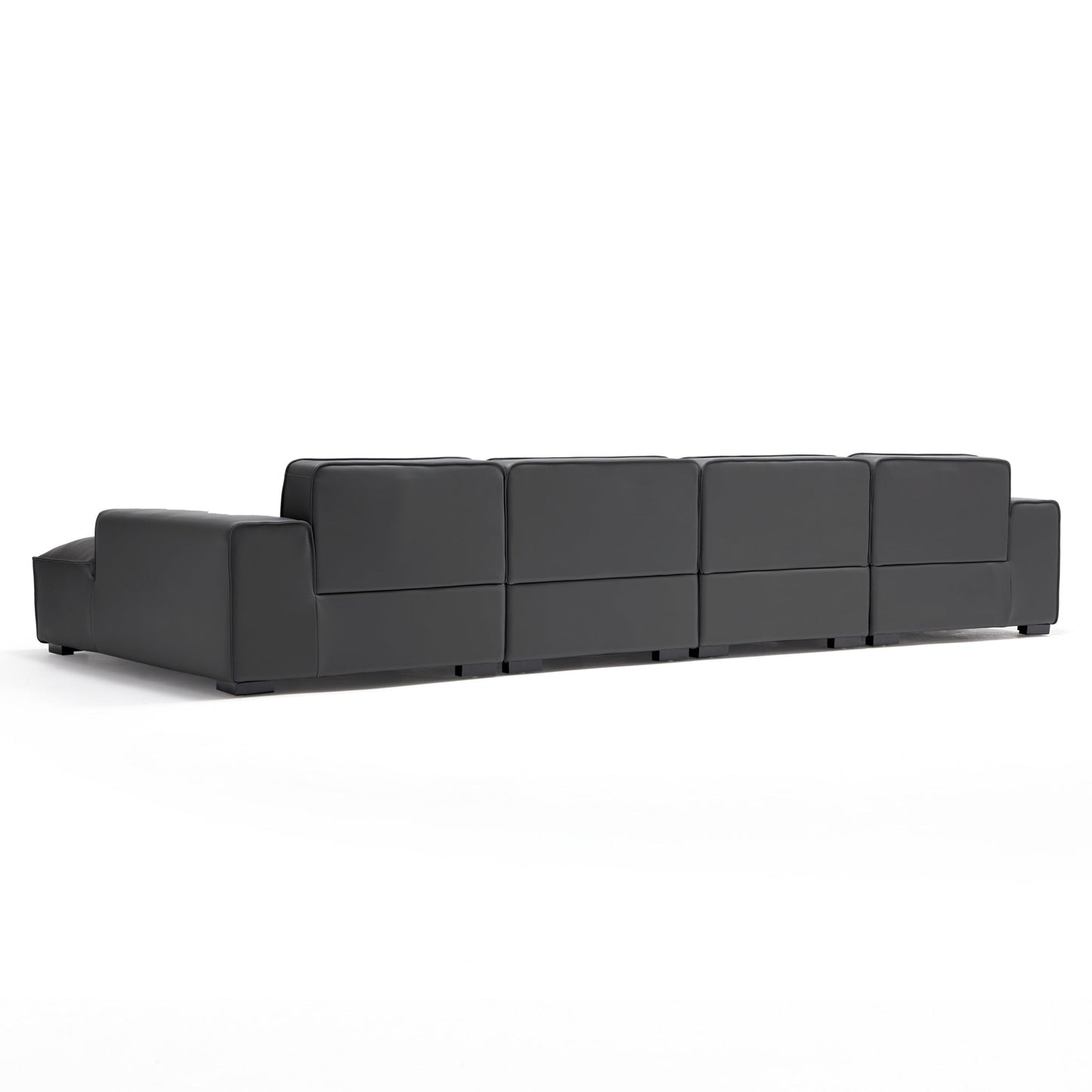 Domus Modular Brown Leather Double Chaise Sectional-Dark Gray-157.5″