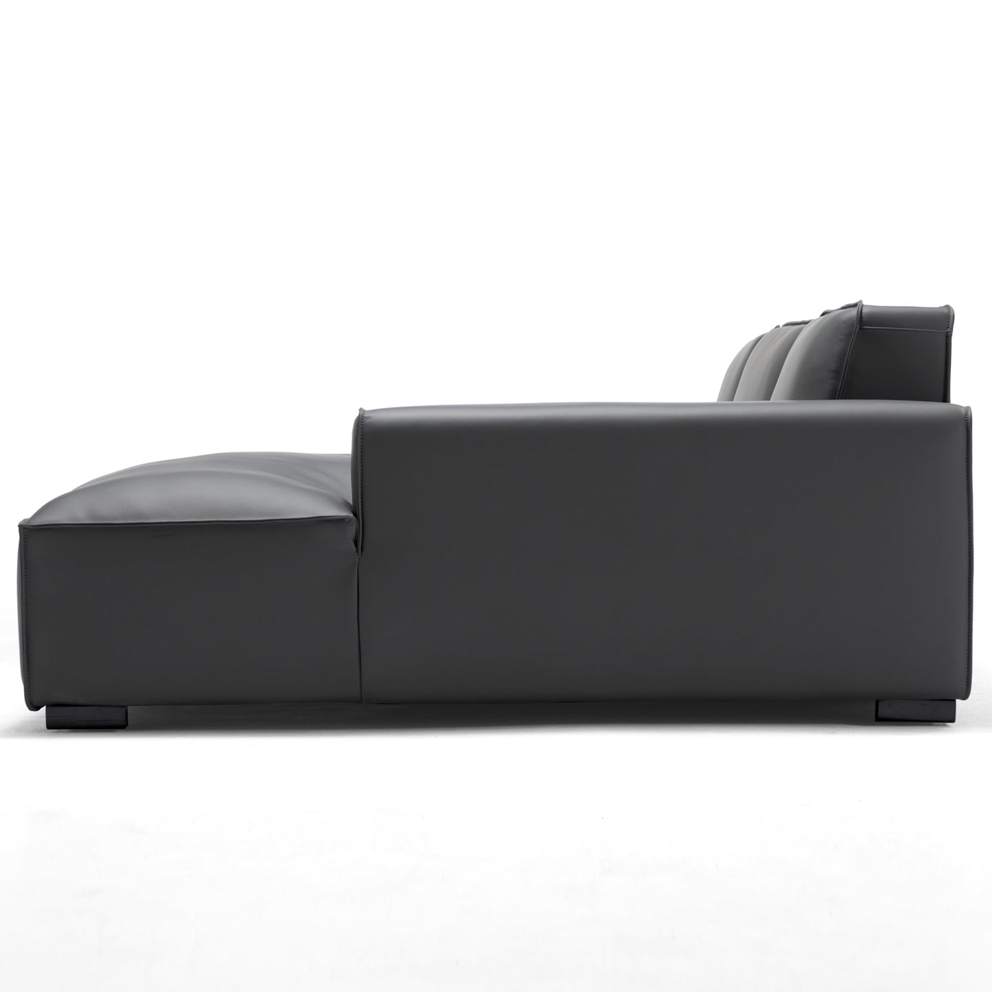 Domus Modular Dark Gray Leather Sectional Sofa-Dark Gray