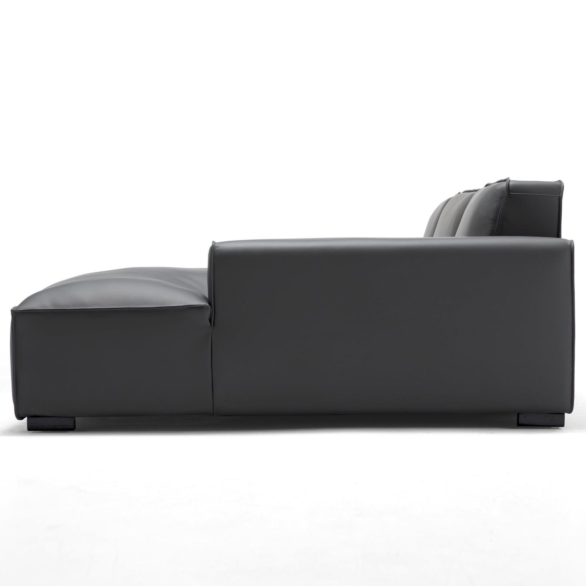 Domus Modular Dark Gray Leather Sectional Sofa-Dark Gray
