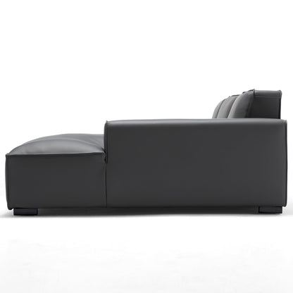 Domus Modular Dark Gray Leather Sectional Sofa-Dark Gray