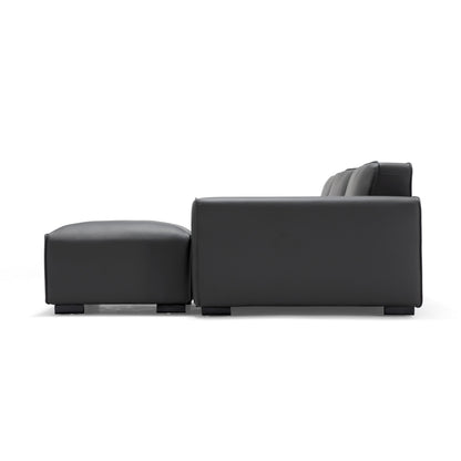 Domus Modular Khaki Leather Sofa and Ottoman-Dark Gray