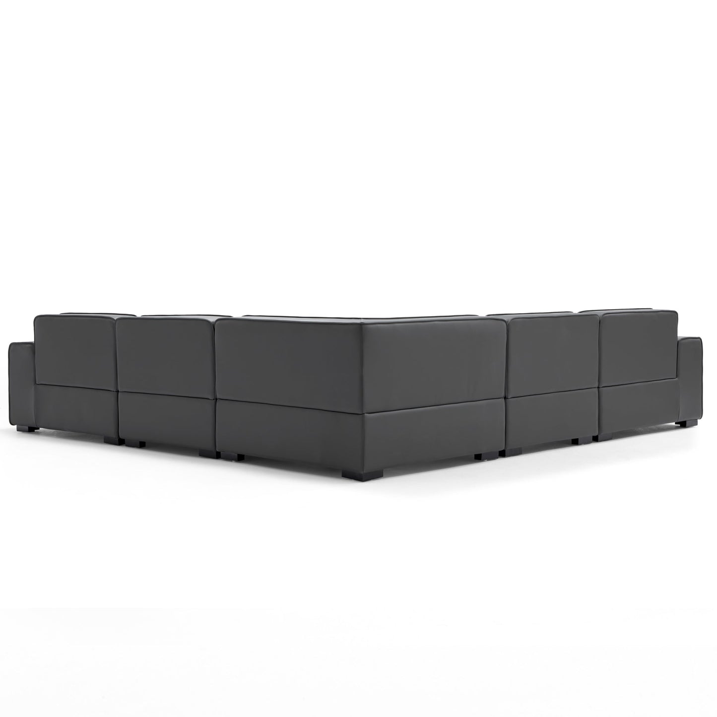 Domus Modular Dark Gray Leather L Shaped Sectional-Dark Gray-5 Seater(126.8”)
