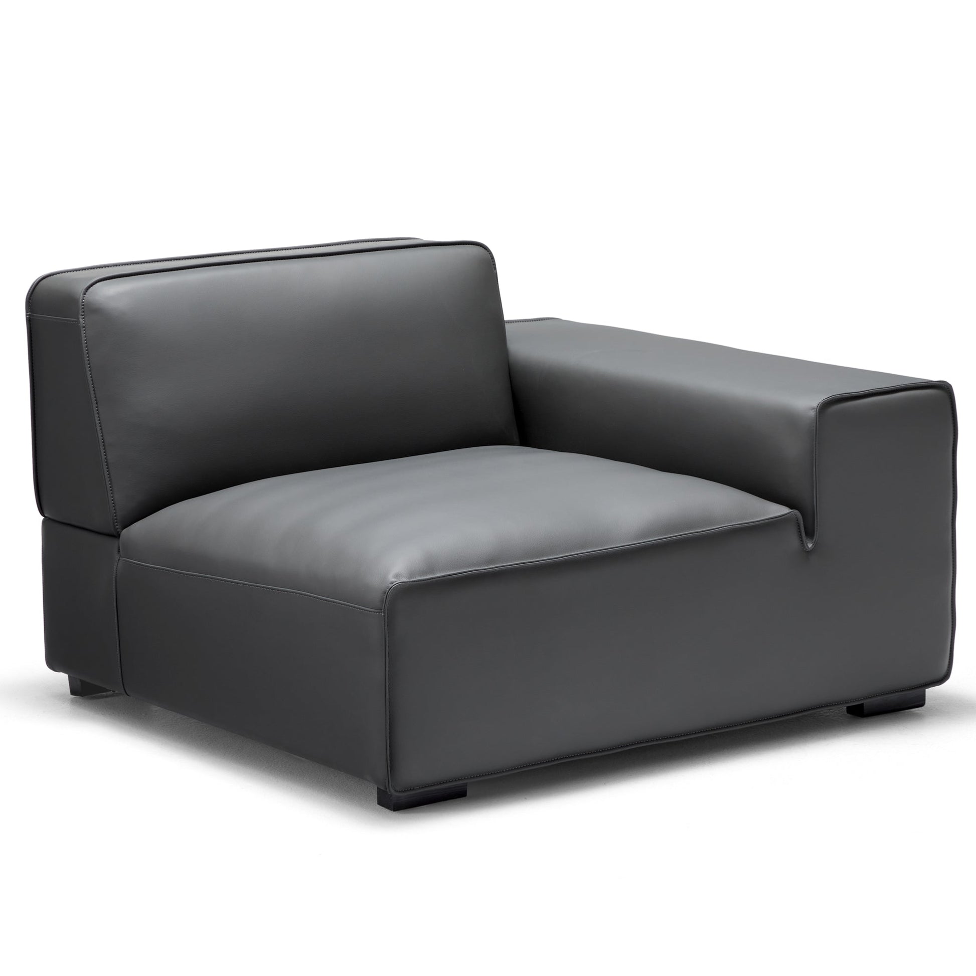 Domus Modular Dark Gray Leather L Shaped Sectional-Dark Gray