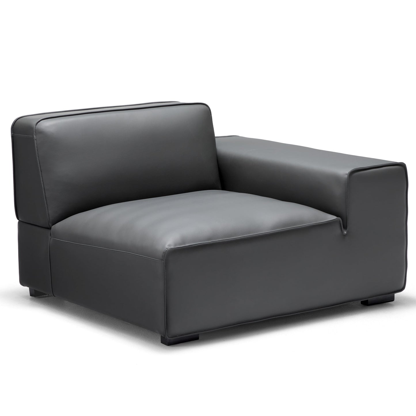 Domus Modular Beige Leather L Shaped Sectional-Dark Gray