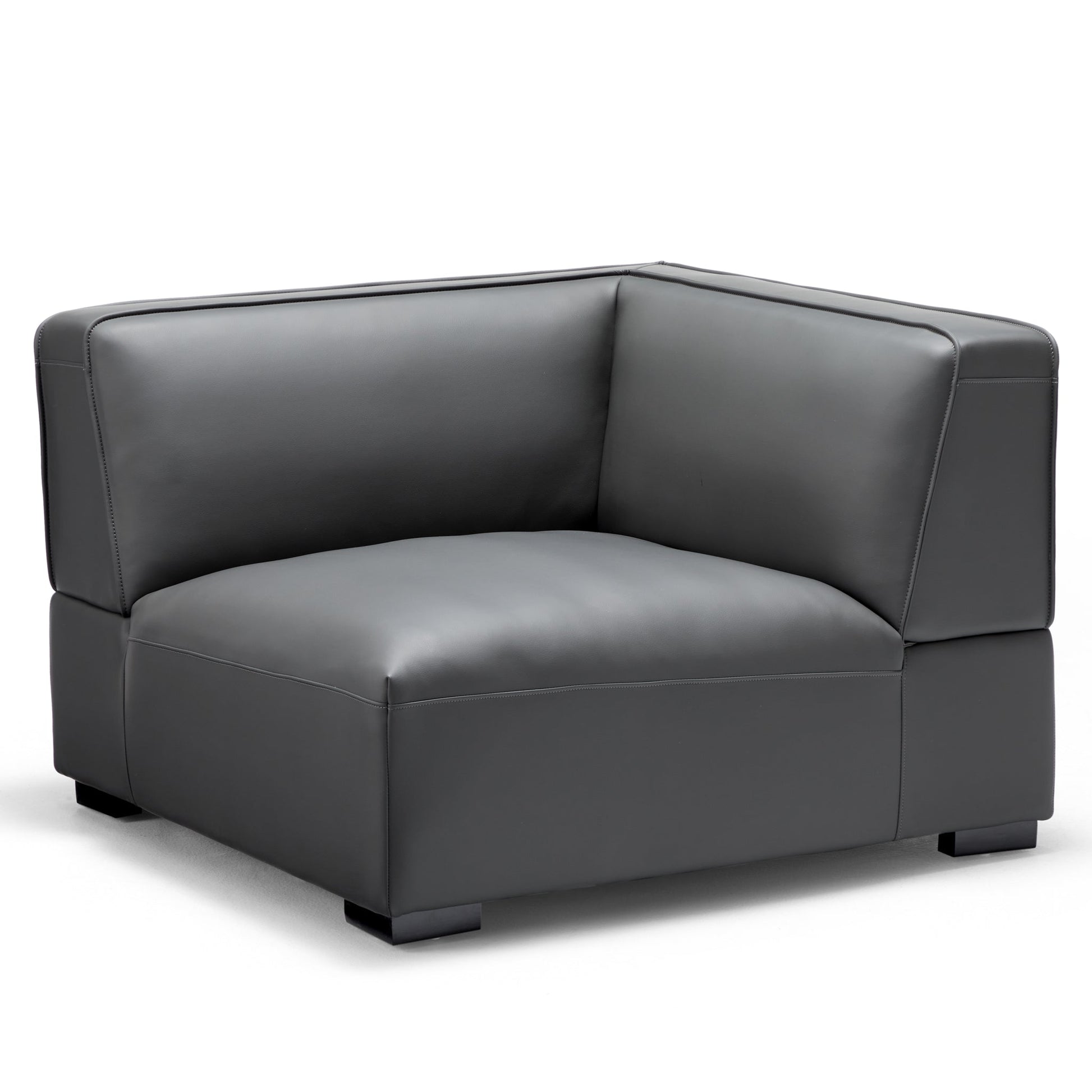 Domus Modular Beige Leather L Shaped Sectional-Dark Gray