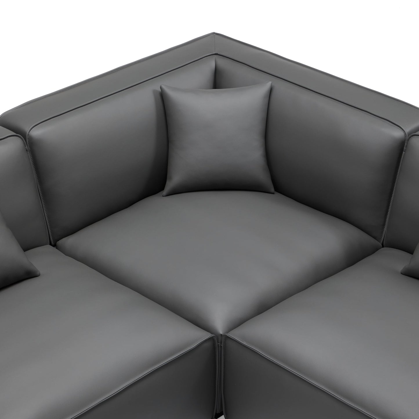 Domus Modular Dark Gray Leather U Shaped Sectional-Dark Gray