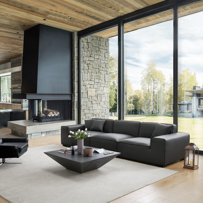 Domus Modular Dark Gray Leather Sofa-Dark Gray