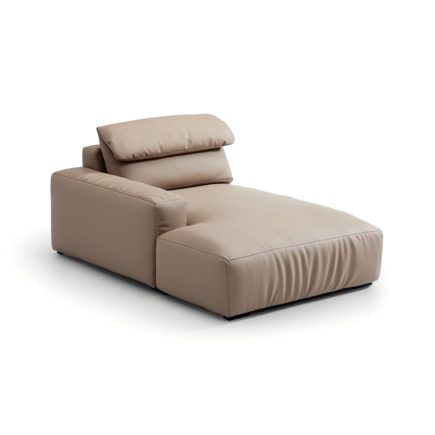 Chestnut Khaki Leather Double Chaise Sectional-Khaki