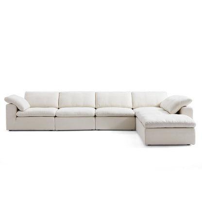 Tender Wabi Sabi L Shaped Sectional With Ottoman-Beige-165.4"