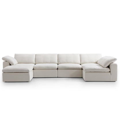 Tender Wabi Sabi L Shaped Sectional With Ottoman-Beige-165.4"