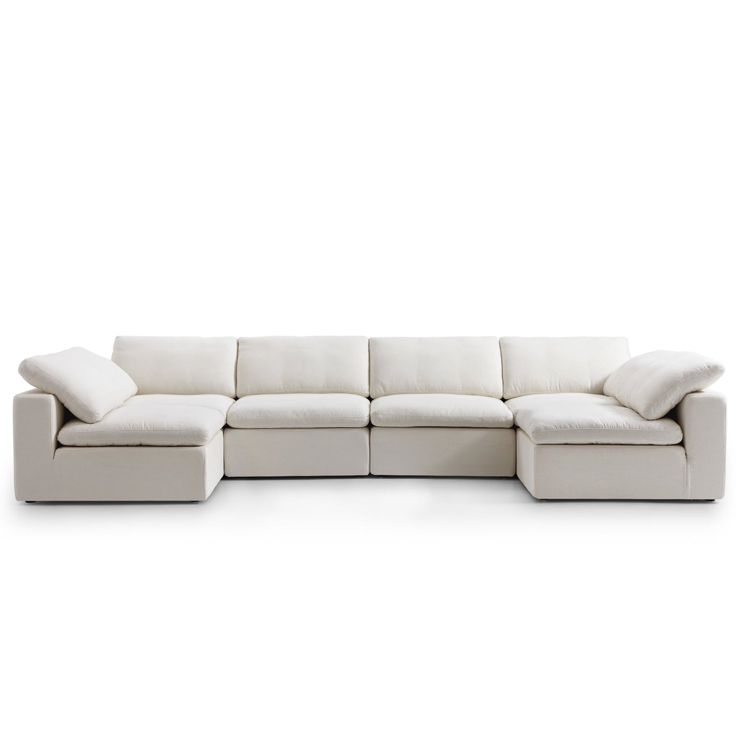 Tender Wabi Sabi U Shaped Sectional with Open End-Beige-165.4"