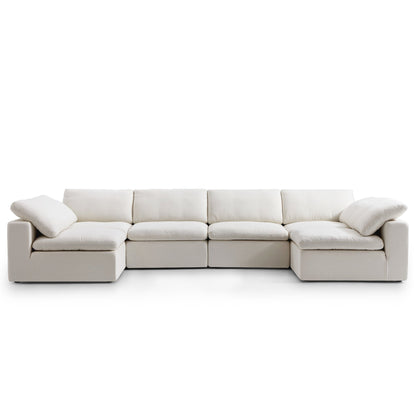 Tender Wabi Sabi U Shaped Beige Sectional with Open End-Beige-165.4"