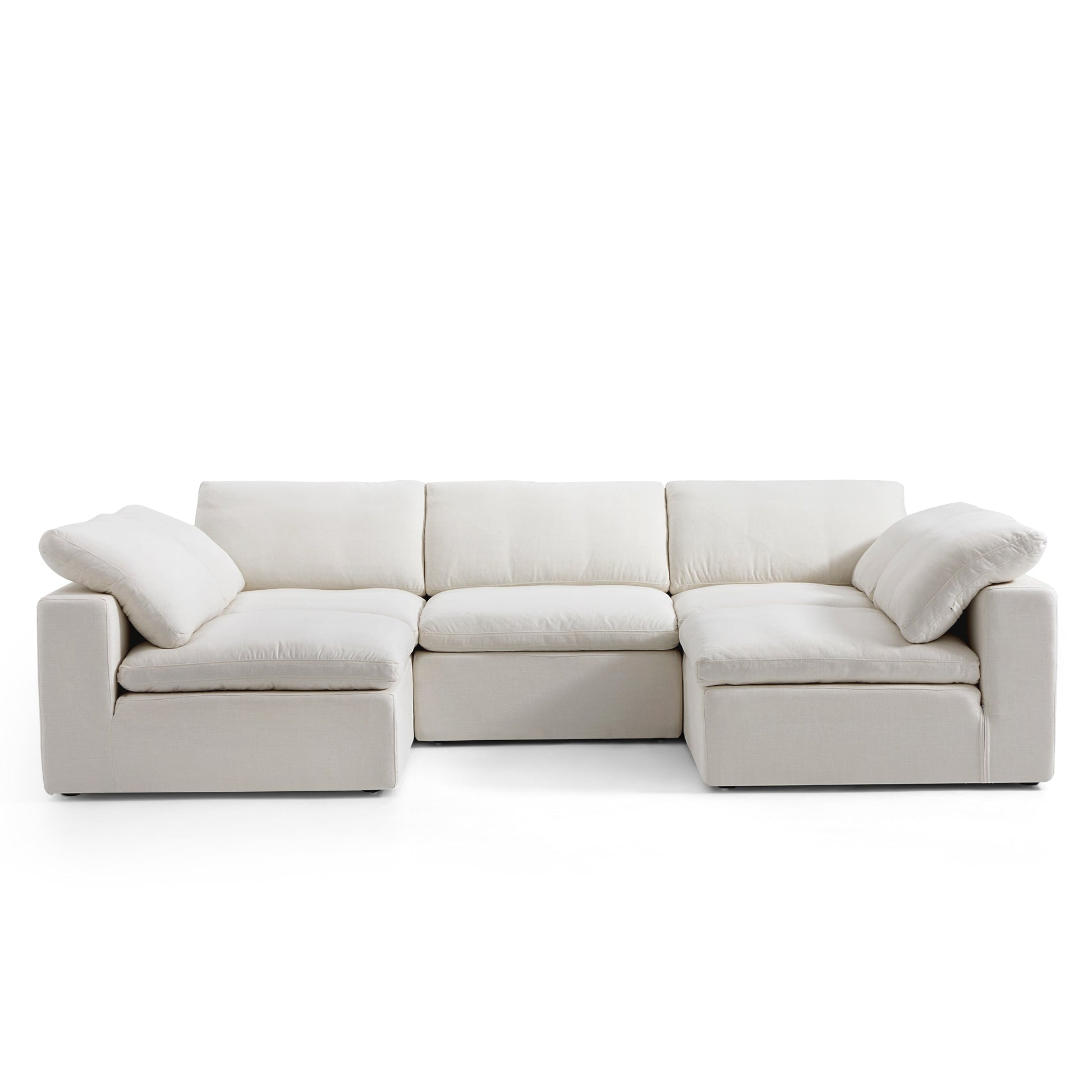 Tender Wabi Sabi Sand U Shaped Sectional with Open Ends-Beige-128.0"