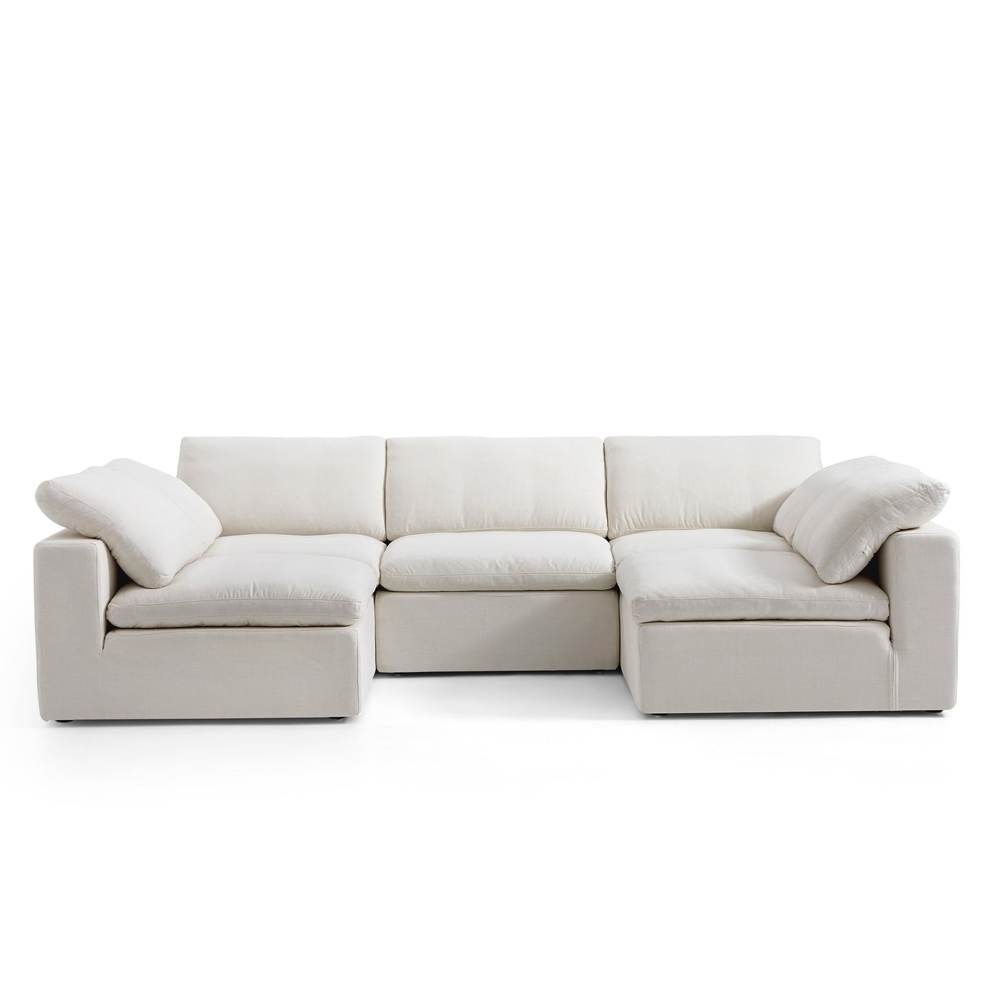 Tender Wabi Sabi Sand U Shaped Sectional with Open Ends-Beige-128.0"