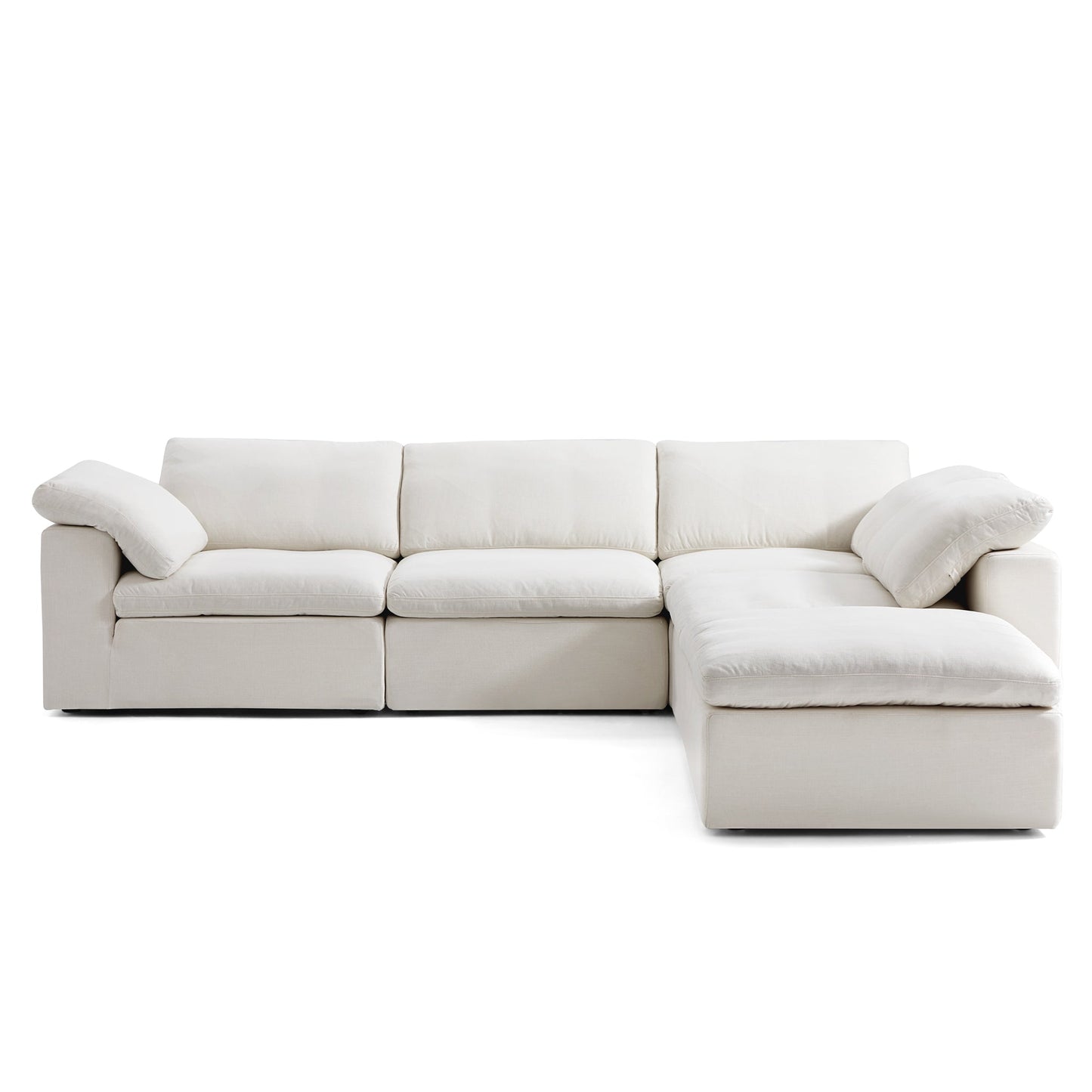 Tender Wabi Sabi L Shaped Sectional With Ottoman-Beige-128.0"