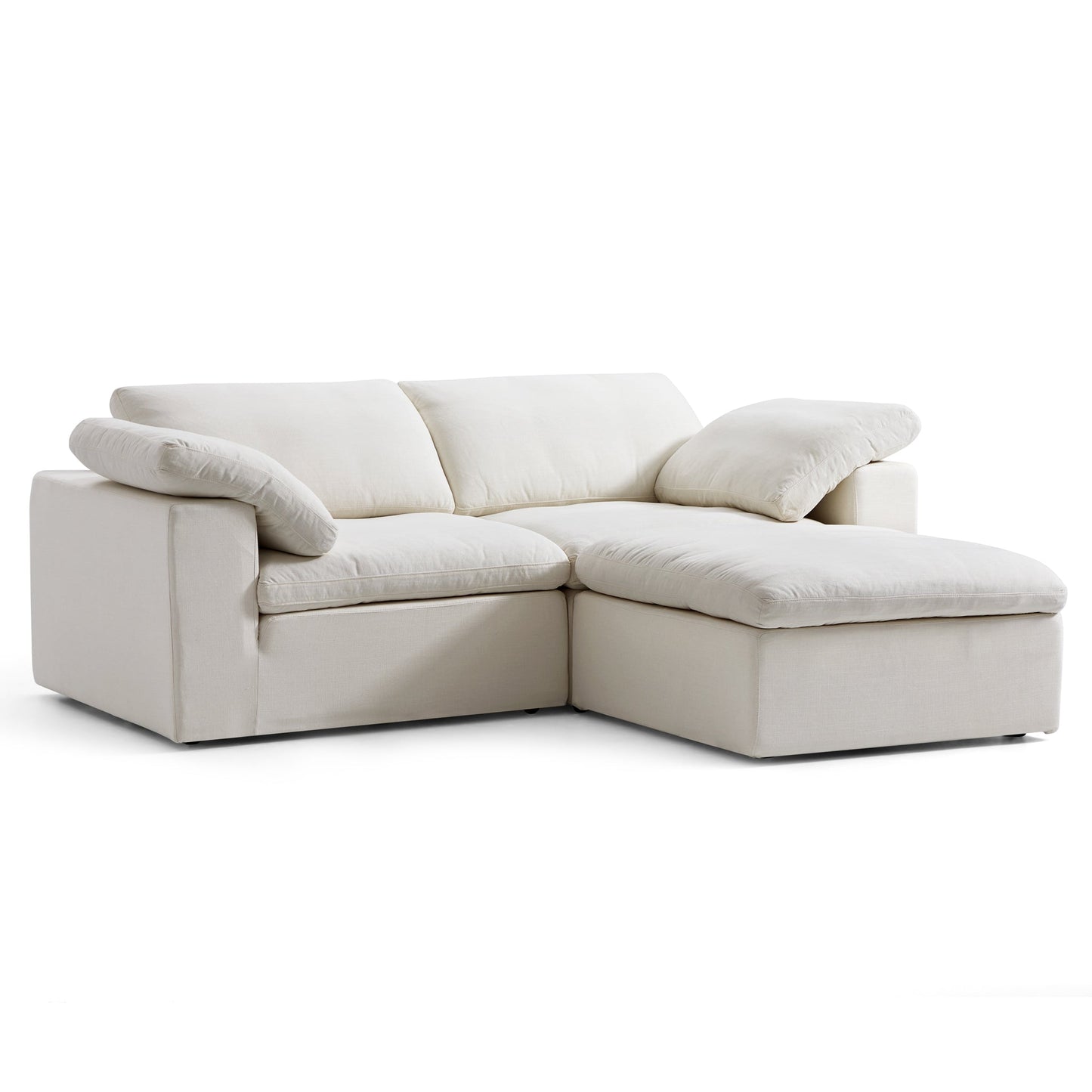 Tender Wabi Sabi Beige Sofa and Regular Ottoman-Beige-90.6"