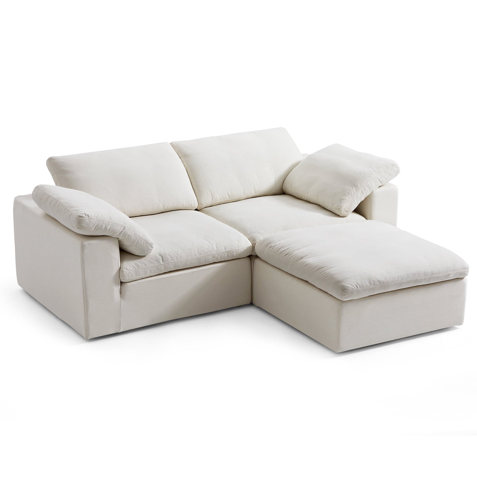 Tender Wabi Sabi Beige Sofa and Regular Ottoman-Beige-90.6"
