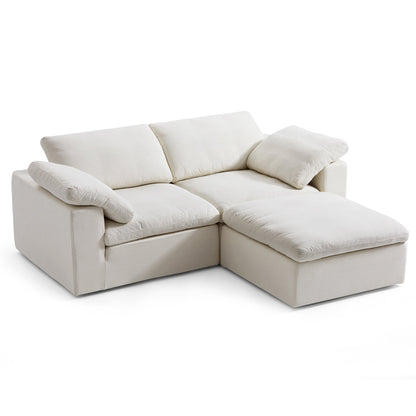 Tender Wabi Sabi Beige Sofa and Regular Ottoman-Beige-90.6"