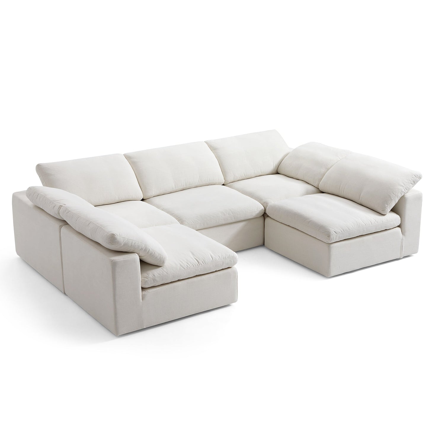 Tender Wabi Sabi U Shaped Beige Sectional with Open End-Beige-128.0"