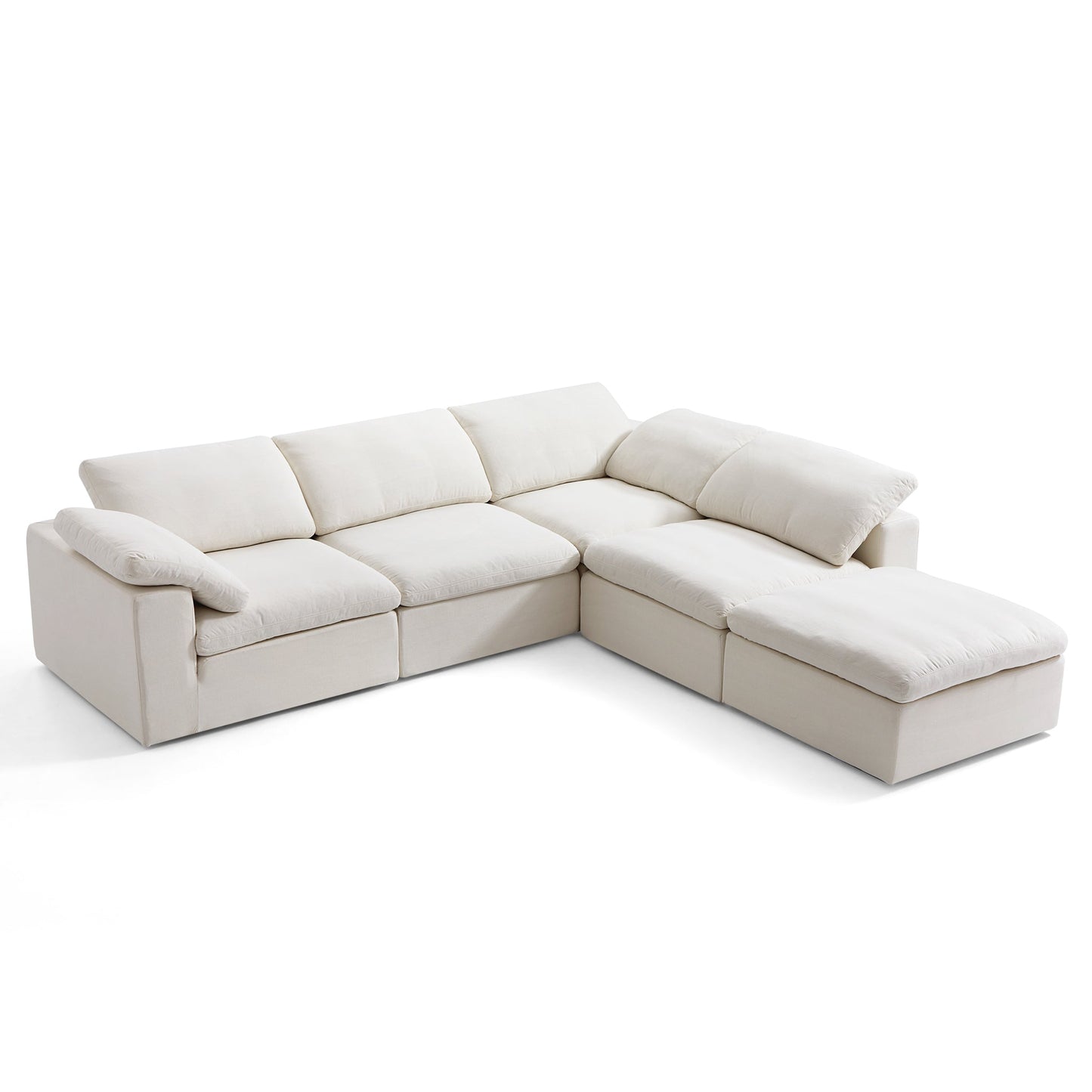 Tender Wabi Sabi L Shaped Sectional With Ottoman-Beige-128.0"