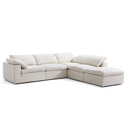 Tender Wabi Sabi L Shaped Sectional With Ottoman-Beige-128.0"