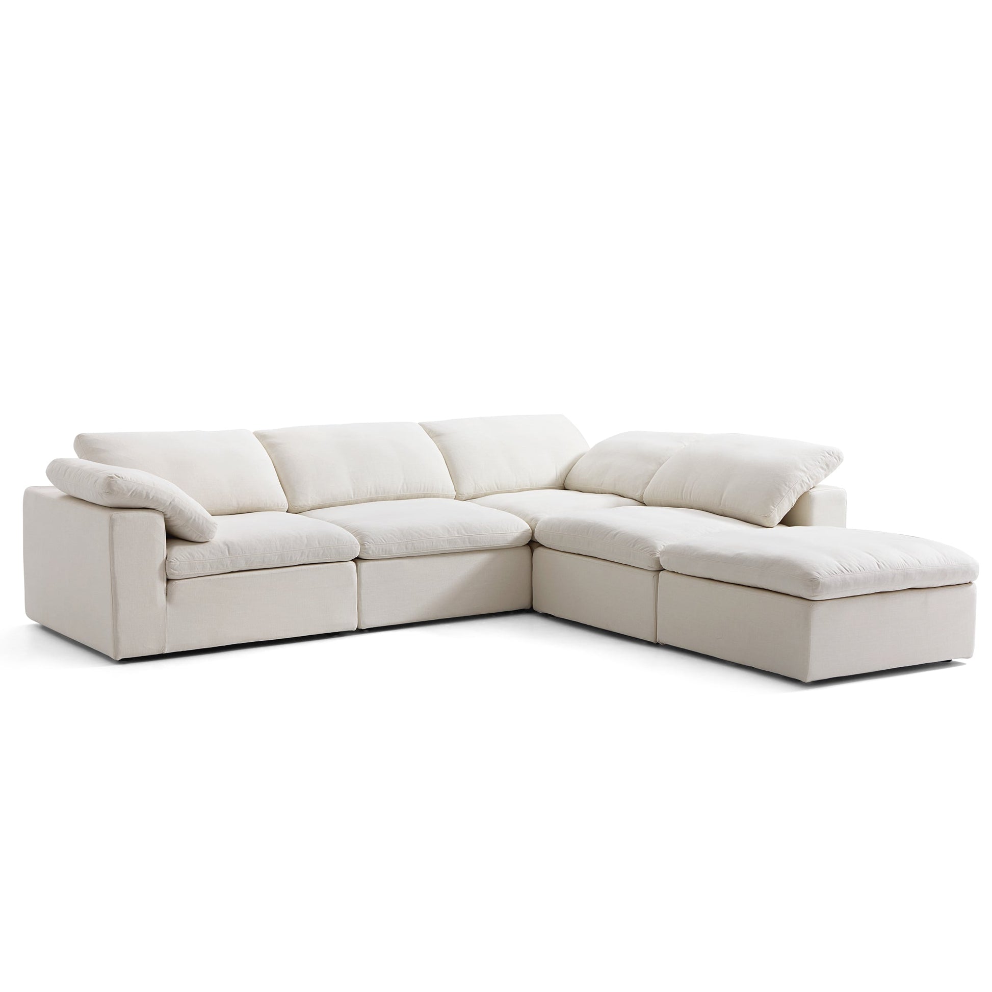Tender Wabi Sabi Sand L Shaped Sectional and Ottoman-Beige-128.0"