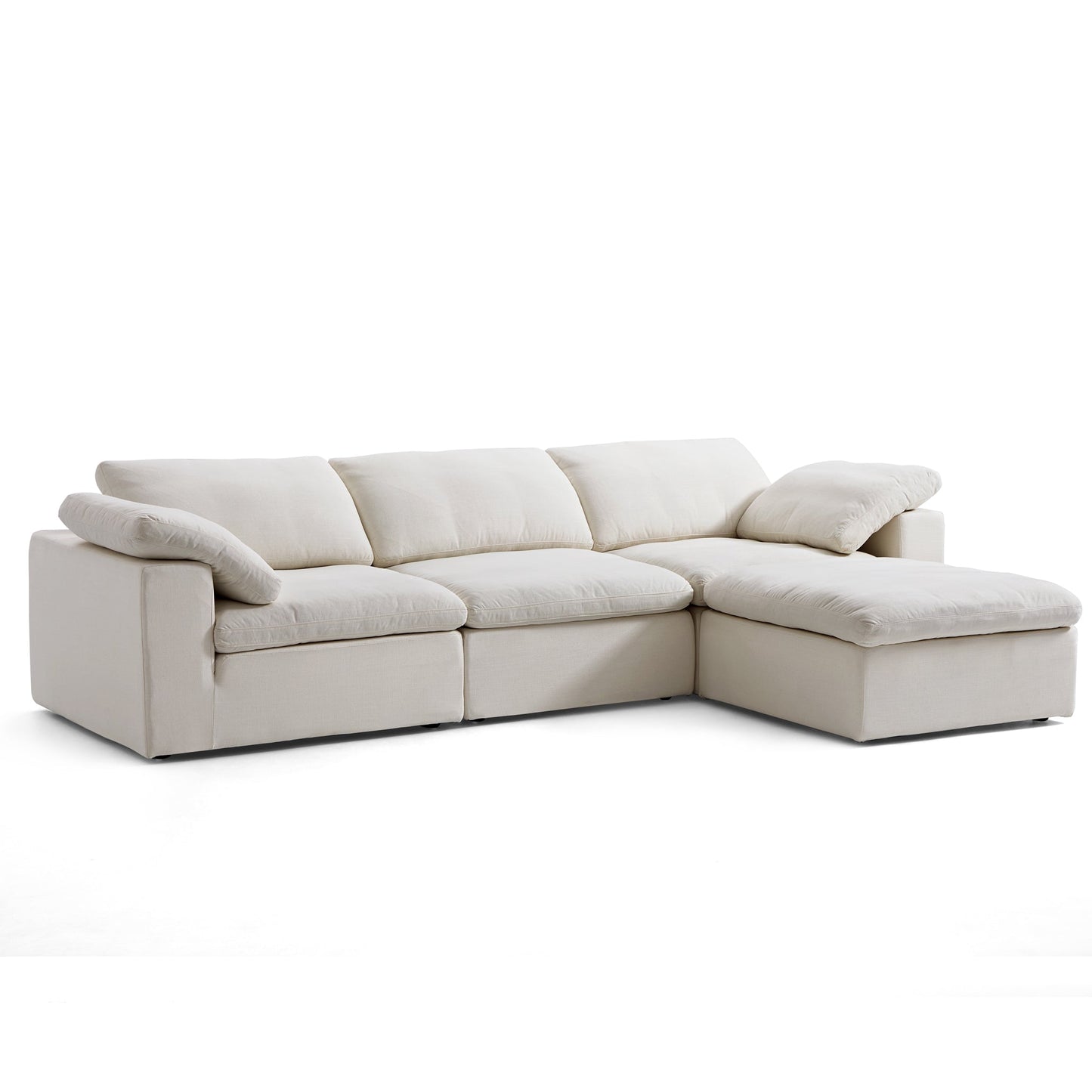 Tender Wabi Sabi Beige Sofa and Regular Ottoman-Beige-128.0"