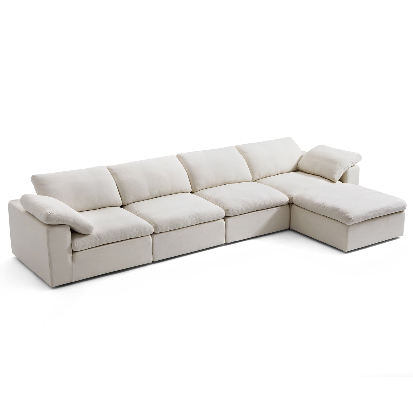 Tender Wabi Sabi Beige Sofa and Regular Ottoman-Beige-165.4"