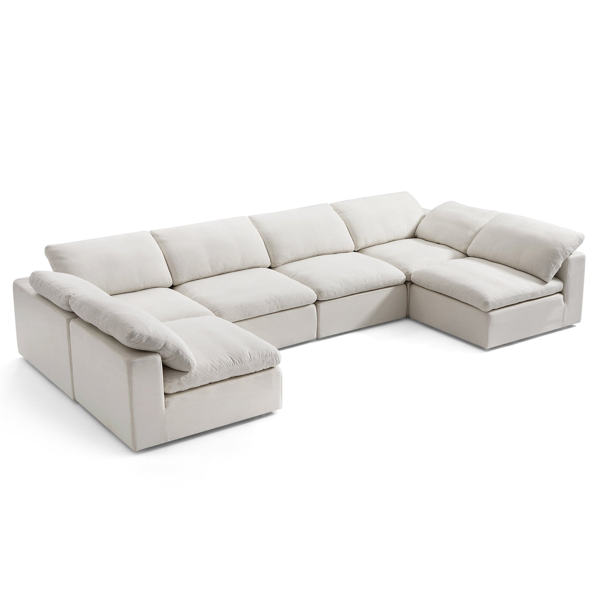 Tender Wabi Sabi Sand U Shaped Sectional with Open Ends-Beige-165.4"