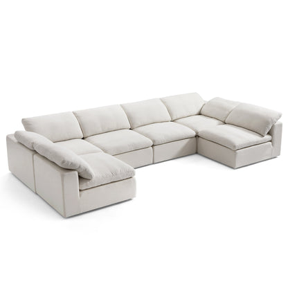 Tender Wabi Sabi Sand U Shaped Sectional with Open Ends-Beige-165.4"