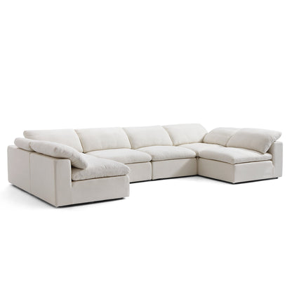 Tender Wabi Sabi U Shaped Beige Sectional with Open End-Beige-165.4"