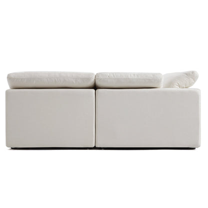 Tender Wabi Sabi Sand L Shaped Sectional and Ottoman-Beige