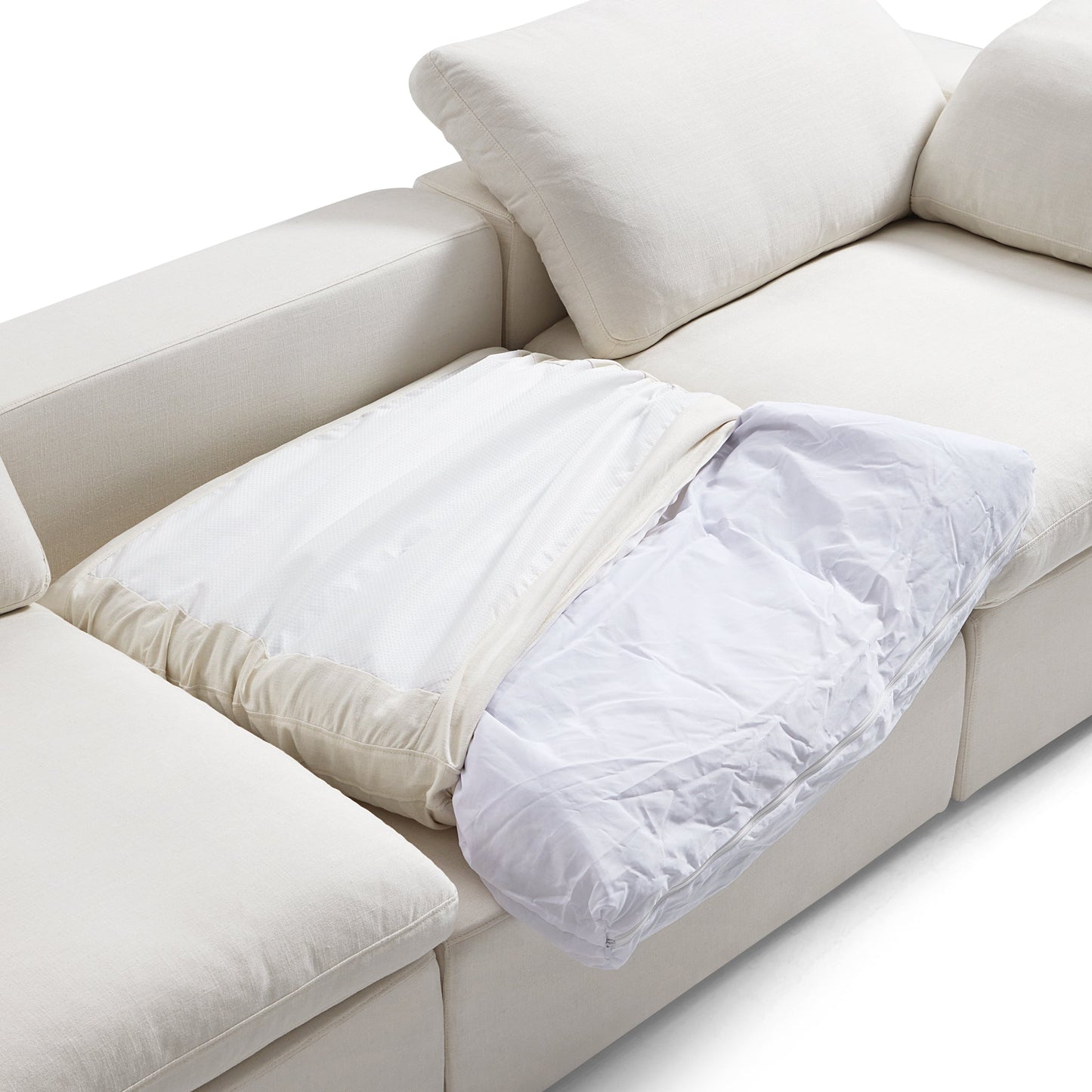 Tender Wabi Sabi Sand U Shaped Sectional with Open Ends-Beige