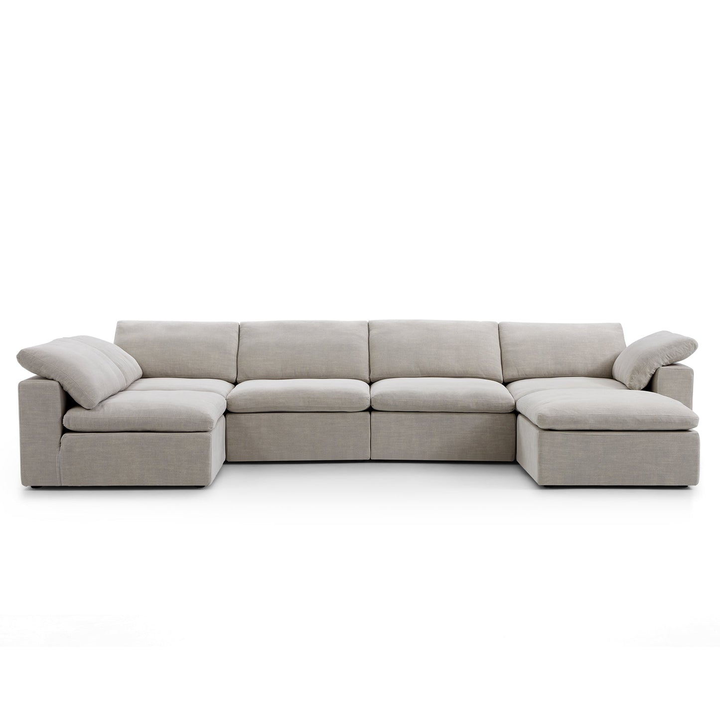 Tender Wabi Sabi L Shaped Sectional With Ottoman-Sand-165.4"
