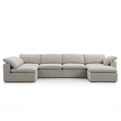 Tender Wabi Sabi L Shaped Sectional With Ottoman-Sand-165.4"