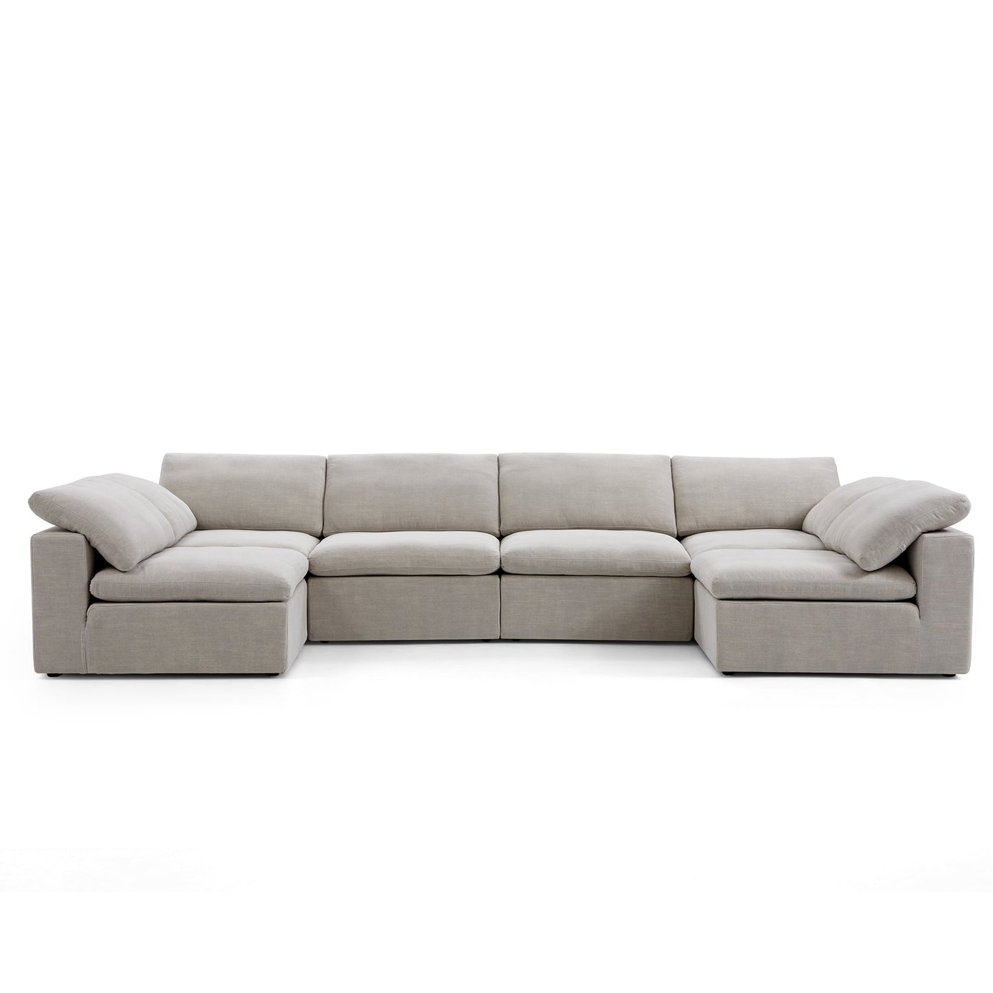 Tender Wabi Sabi Sand U Shaped Sectional with Open Ends-Sand-165.4"