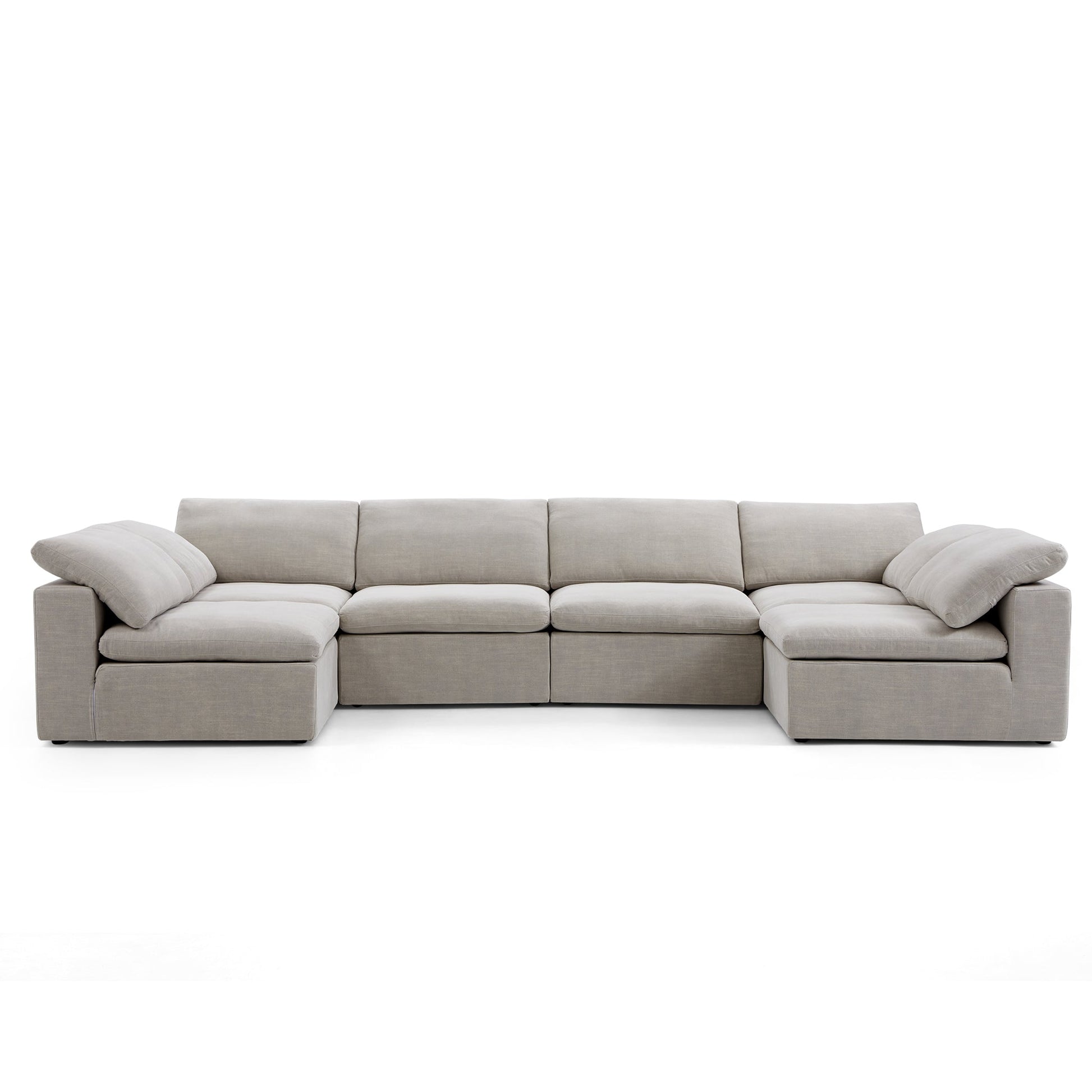 Tender Wabi Sabi Sand U Shaped Sectional with Open Ends-Sand-165.4"