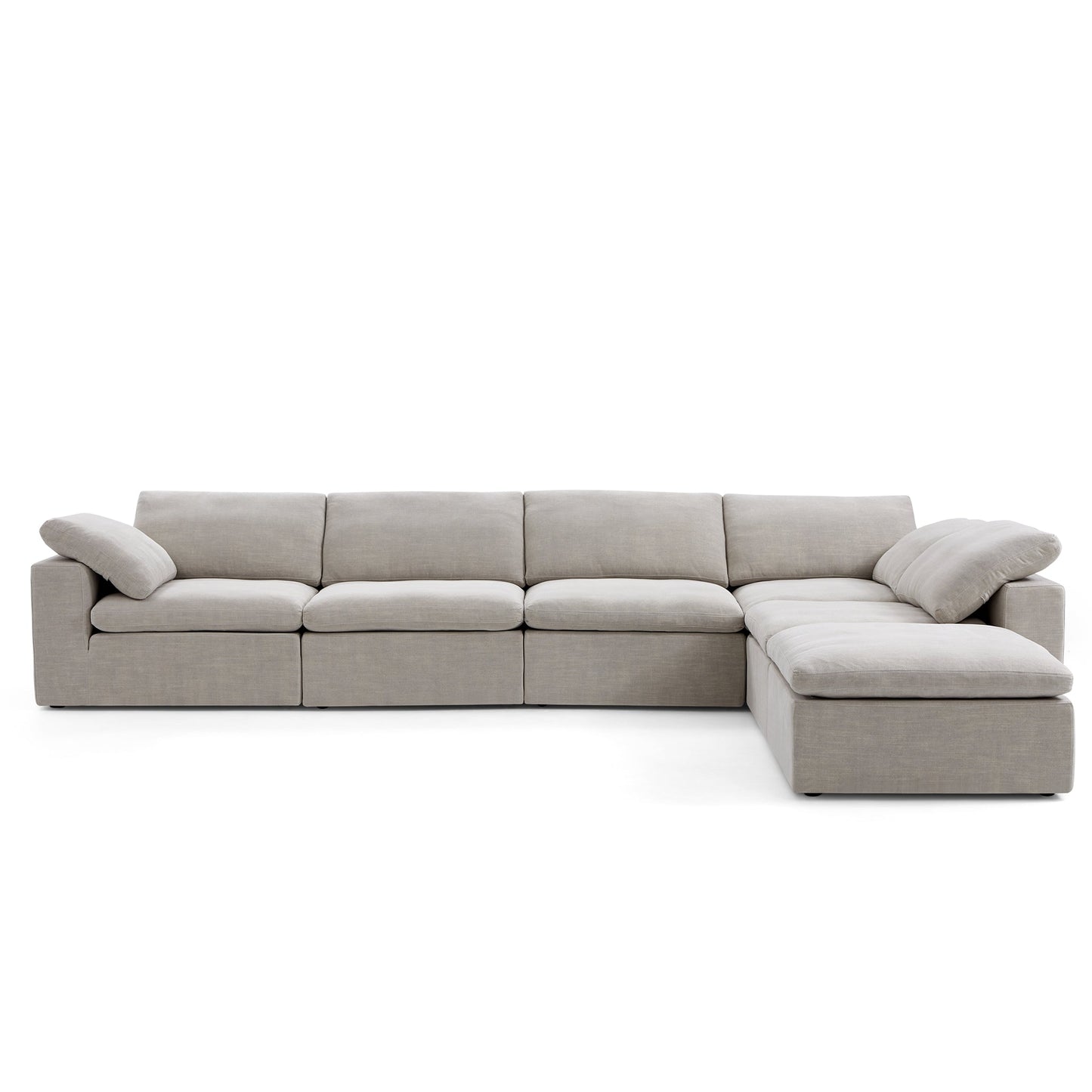 Tender Wabi Sabi L Shaped Sectional With Ottoman-Sand-165.4"