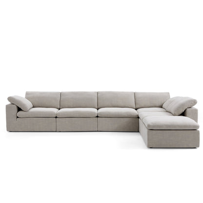 Tender Wabi Sabi L Shaped Sectional With Ottoman-Sand-165.4"