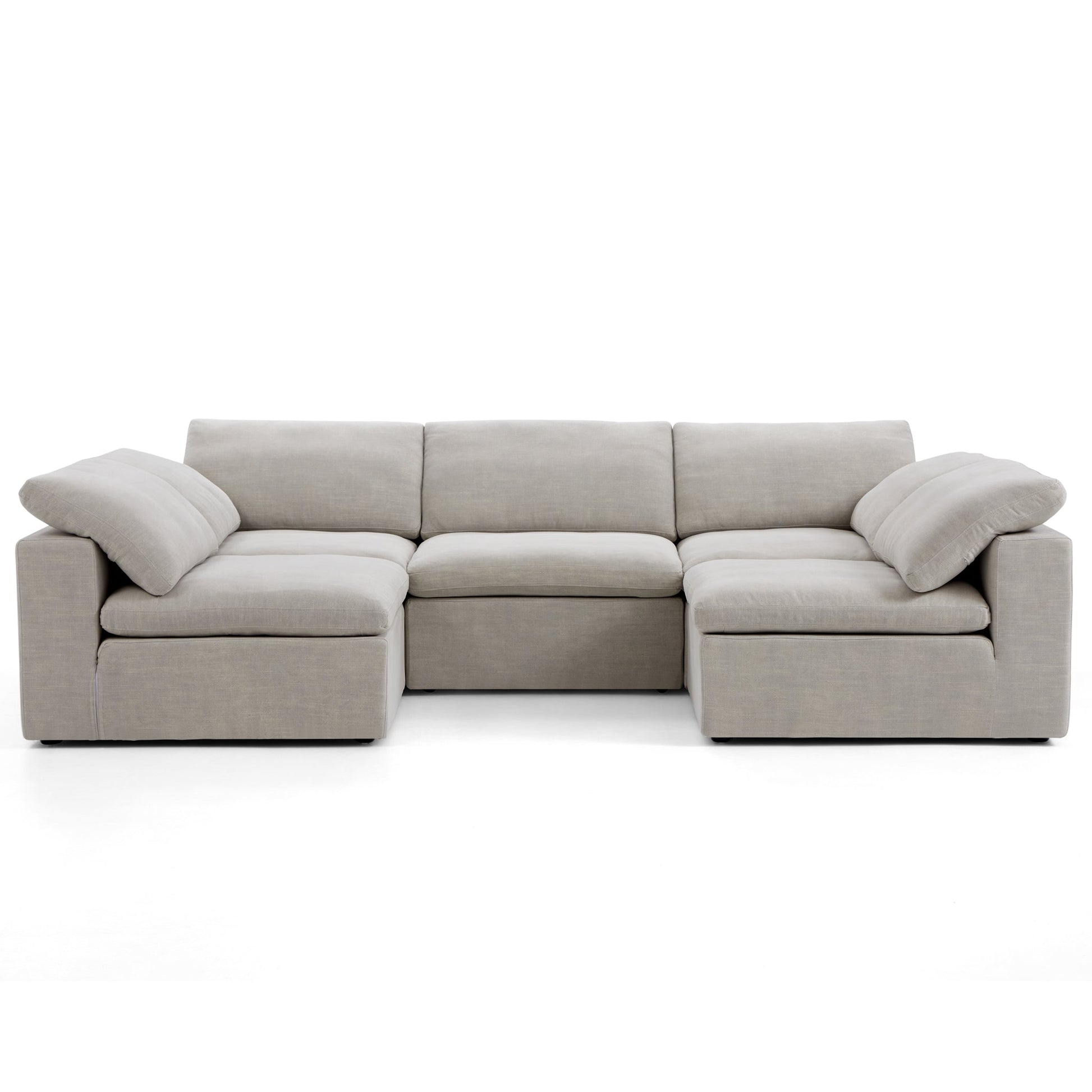 Tender Wabi Sabi Light Gray U Shaped Sectional with Open Ends-Sand-128.0"
