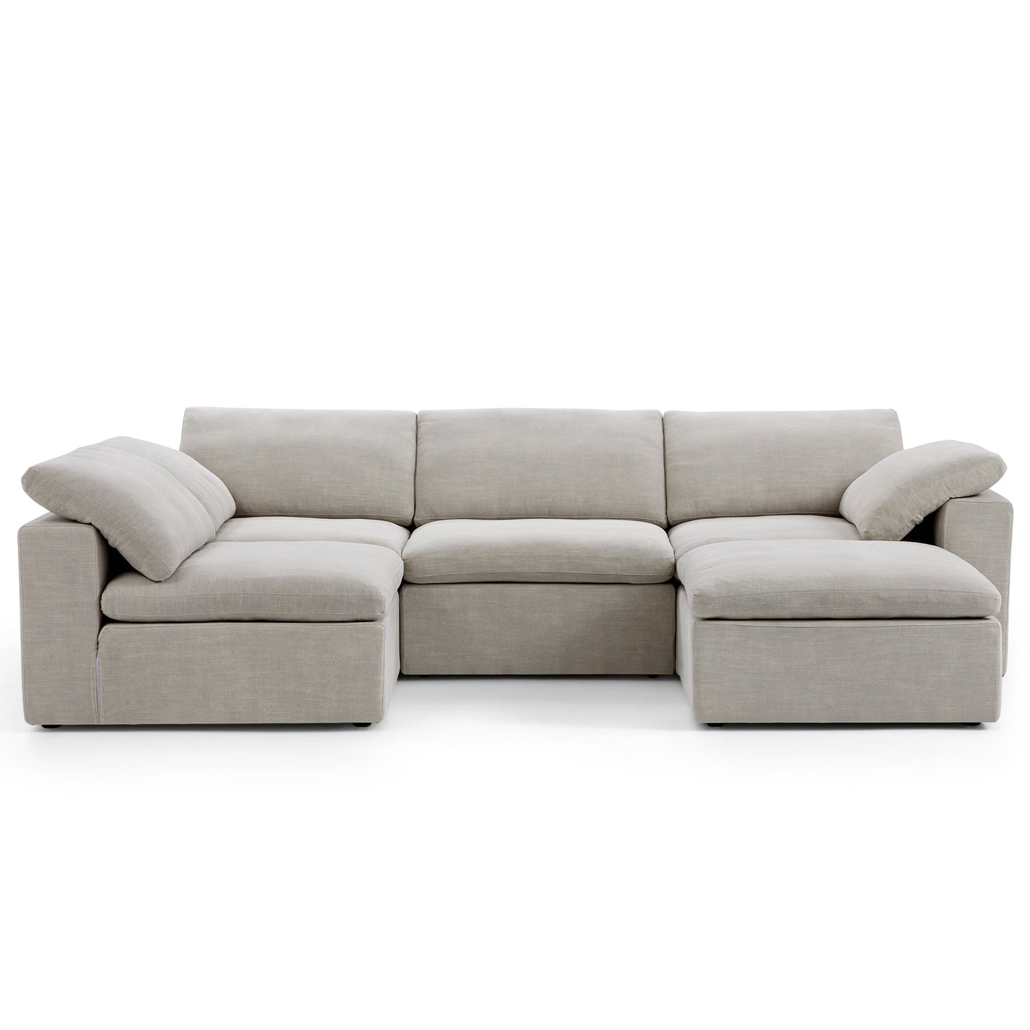 Tender Wabi Sabi L Shaped Sectional With Ottoman-Sand-128.0"