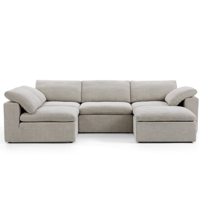 Tender Wabi Sabi L Shaped Sectional With Ottoman-Sand-128.0"