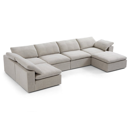 Tender Wabi Sabi L Shaped Sectional With Ottoman-Sand-165.4"
