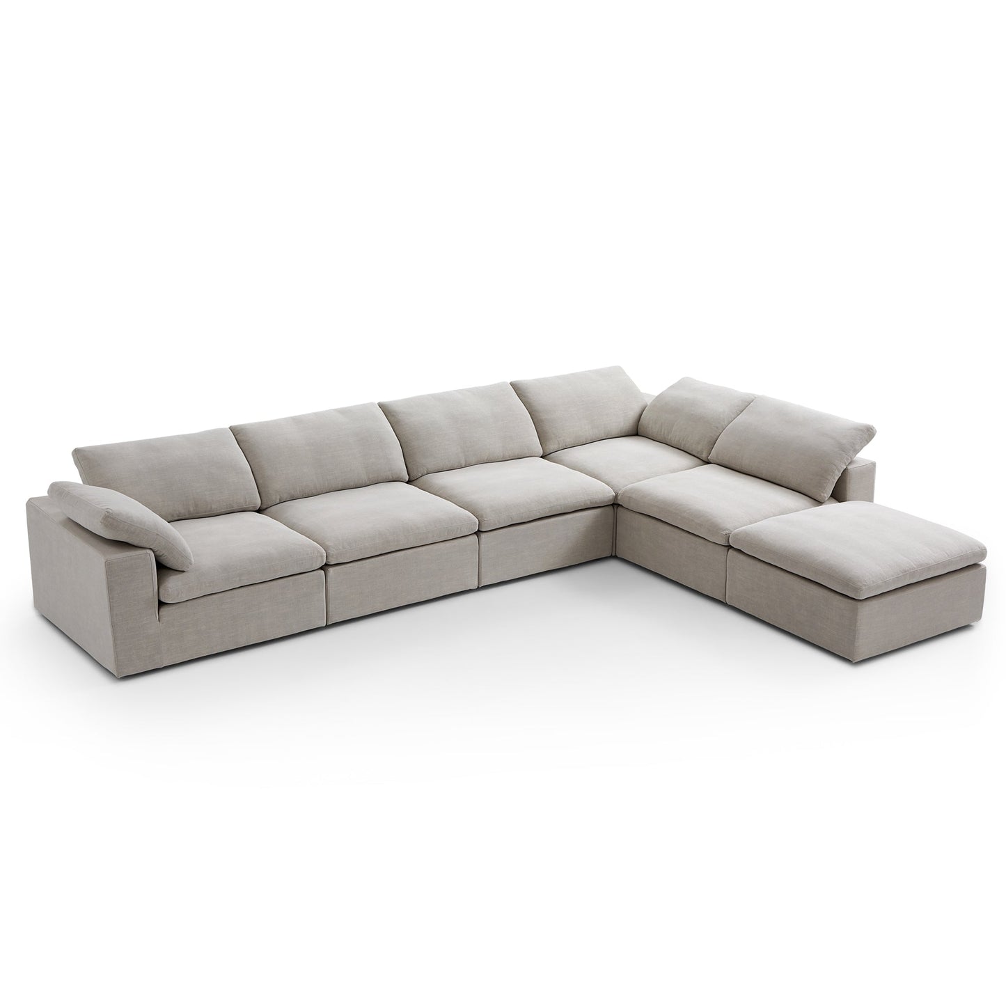 Tender Wabi Sabi L Shaped Sectional With Ottoman-Sand-165.4"
