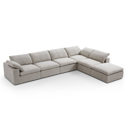Tender Wabi Sabi L Shaped Sectional With Ottoman-Sand-165.4"