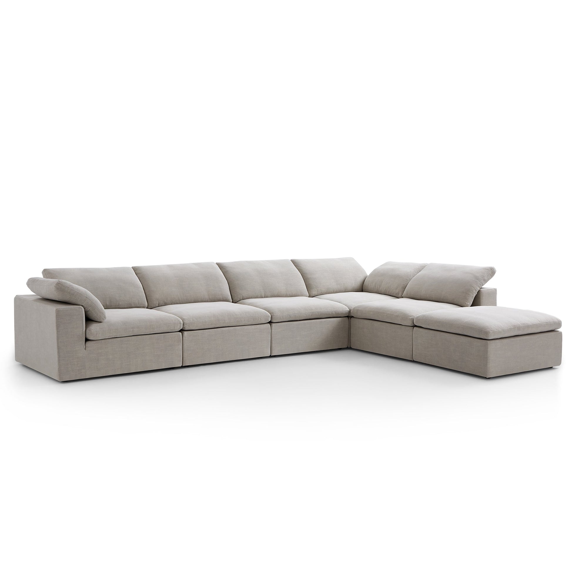 Tender Wabi Sabi L Shaped Sectional With Ottoman-Sand-165.4"
